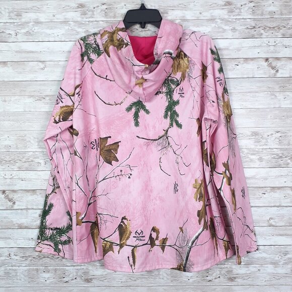 Realtree Sport Womens Camo Hoodie XL 16-18 Pink Pullover Sweatshirt 334A - Picture 2 of 3